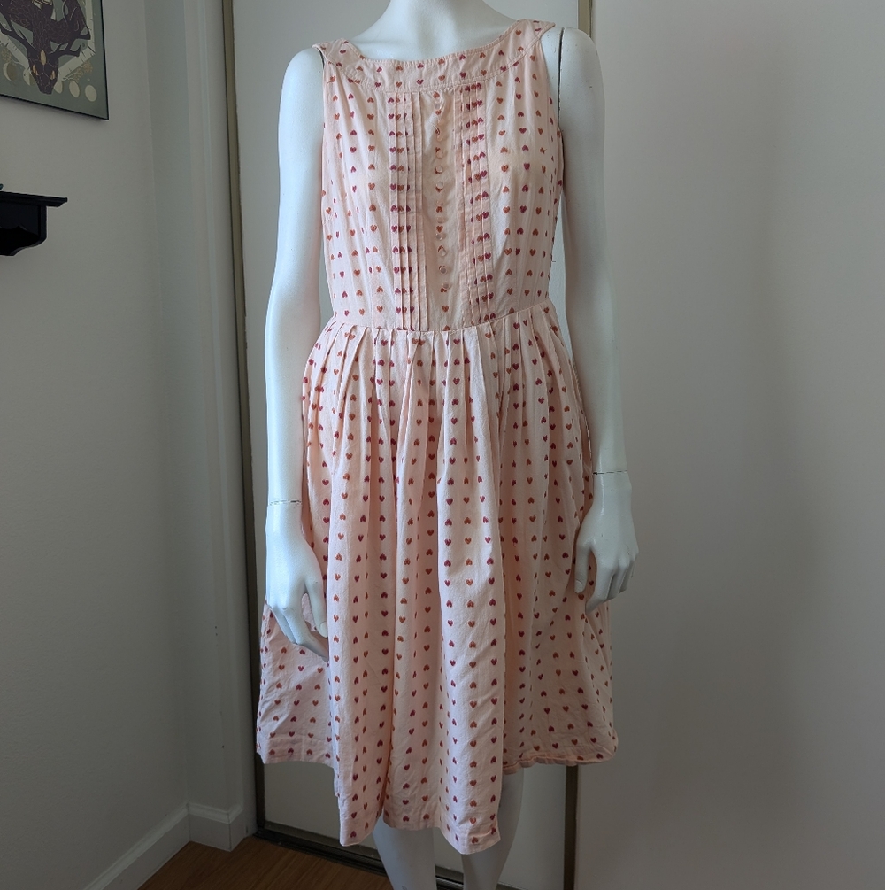 H&M Light Pink Heart Print Midi Dress